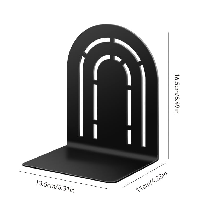 Book Ends to Hold Books, Metal Bookend, Symmetrical Arch Bookends for Heavy Books, Black Rust-Proof Bookends for Bookshelf & Desk, Non-Skid Decorative Book Stopper for Home Office Decor (1 Pair) - color: Type-1