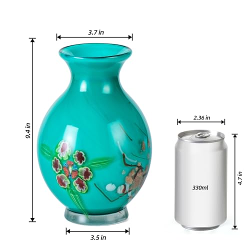 KAMMAK Colored Glass Vase, Beautiful Hand Blown Decorative Vase, Modern Art Vase for Flower Mantle Dining Table Centerpiece, Entryway Living Room Wedding Decoration (JG2057) - style: JG02057