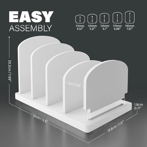 Cook Book Organizer, 4 Sections, Recipe Book Holder Rack, Tabletop Stand for Convenient Cookbook Storage, Vertical Cook Book Stand Kitchen, Binder Holder for Desk & Countertop (White) - color: White, size: 4 Sections