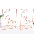 Creative Minimalist Style Bookends Metal Adjustable Books Holder Stand Book Rack Desk Bookend - Love, Rose Gold - color: Love, Rose Gold