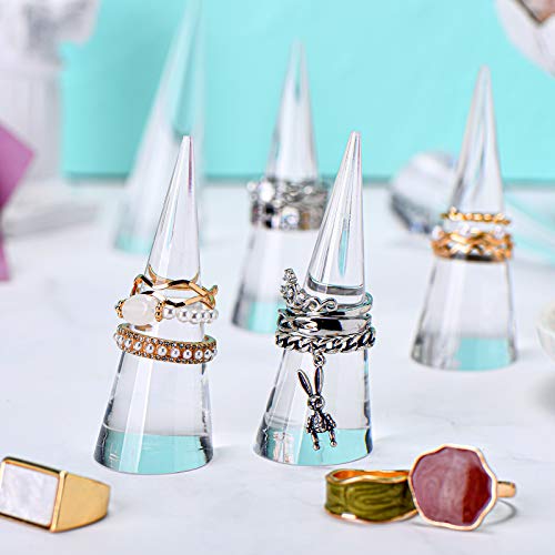 Jetec Clear Acrylic Crystal Ring Holder Acrylic Ring Display Jewelry Holder Wedding Display Cone Support Single Finger Rings Showcase Stand for Jewelry - color: Transparent