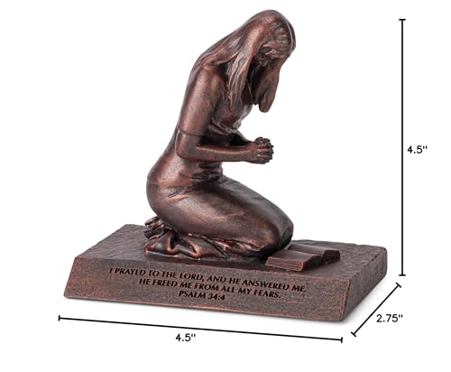 Lighthouse Christian Products Praying Woman Seeking God Bronzelike Finish 4.5 x 2.75 Cast Stone Mounted Sculpture - style: Woman