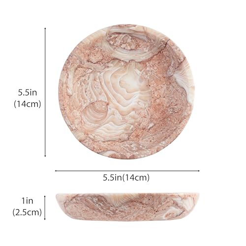 Small Natural Marble Jewelry Tray Key Plate Holder Dish Trinket Decor Catch All Bowl for Ring Earring Stone Gift for Women Daugther,Shell Pink,5.5" - color: Shell Pink