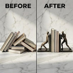 Comfy Hour 13" Bronze Modern Gymnastic Men Figurine Style Bookends, Heavy Duty Athlete Pushing Man Statue, Home Office Industrial Decor Pair - color: Gymnastic Men