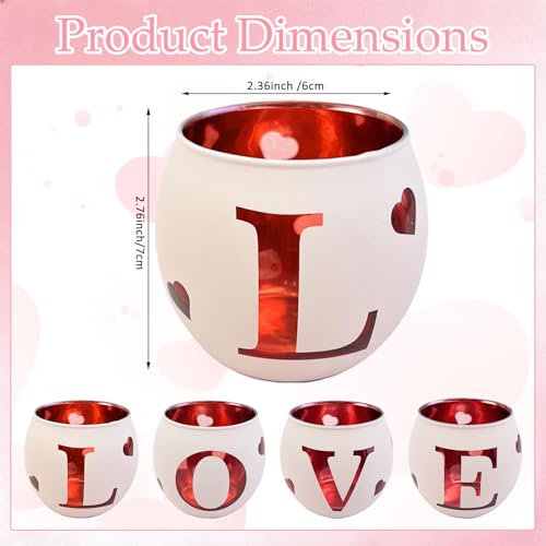 Love Glass Tea Light Candle Holders, Votive Tealight Holder Table, Love Centerpiece Decorations for Wedding Valentines Anniversary Party Decor (Pink-4) - color: Pink-4