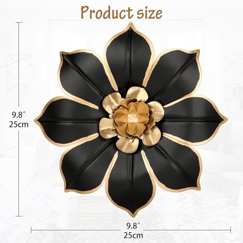 10" Metal Flowers Wall Decor, Black & Gold 3D Floral Metal Wall Art Decor for Inoor & Outdoor Use, Vintage & Modern Walls Arts for Bathroom, Living Room, Bedroom, Office, Garden, Patio, Porch, 1 Piece - color: # 1 Black and White