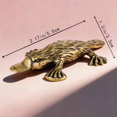 Vintage Mini Platypus Brass Figurine Cute 3D Aminal Statues for Home Office Table Desk Mantle Decor Tea Pet Decoration Funny Gifts for Women Men Friend (HTBJ3590) - color: Fdjlcs3605