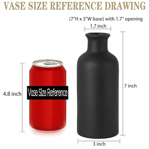 Matte Black Ceramic Vase for Dry Flowers, Modern Minimalist Home Decor 7" Tall, Fits Table,Shelf,Fireplace,Bedroom,Living Room & Kitchen - color: Black, size: Large