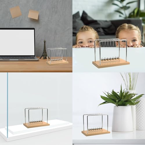 QLKUNLA Newtons Cradle Balance Balls Science Physics Gadget Desktop Decoration Kinetic Motion Toy for Home and Office (Beech,7 Balls)