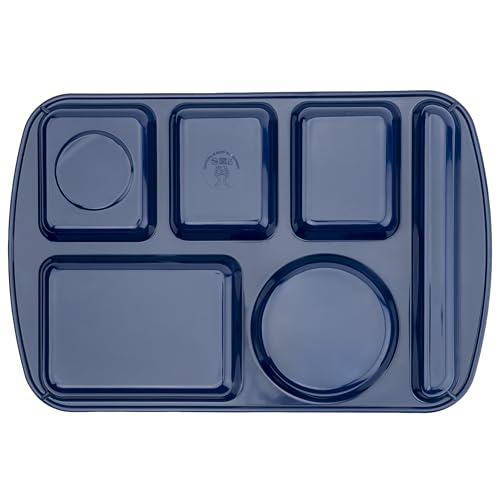 G.E.T. 6 Compartment School Cafeteria Tray, Left Handed, 10" x 15", Navy Blue (12 Pack) - color: Blue, size: 10" x 15", style: 12 Pack Left Handed Trays