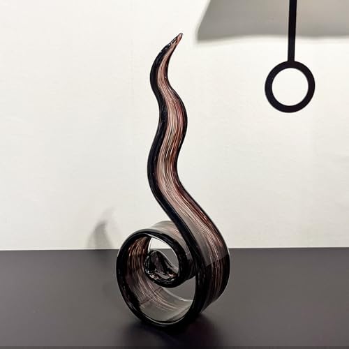 11.4" Tall Hand-Blown Glass Sculpture Murano-Style Sculpture Art Ornament Statue Figurines Home Decor Accent Piece Coastal Ocean Nautical Home Decor,Shelf,TV Stand,Tabletop Centerpieces,Wonderful Gift - color: Black-brown