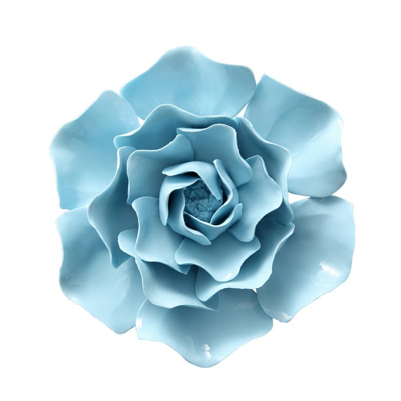AMERRY 3D Flower Wall Art, Handmade Porcelain Decor for Home Office (Blue, Peony, 4.72") - color: Blue,Peony,4.72"