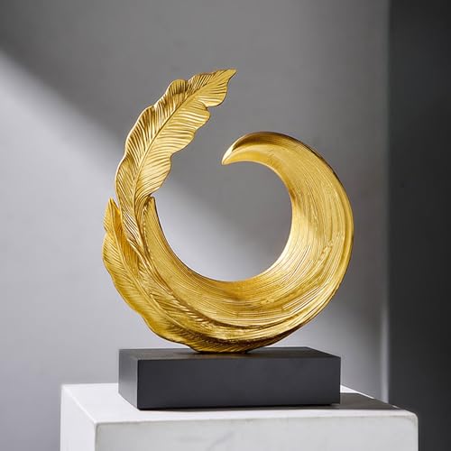 Abstract Art Sculpture, Resin Gold Decorative Statue, Modern Blue Ornaments for Living Room, Decorativas Modernas for Coffee Table/Entryway/Office Collectibles (Gold) - color: Gold