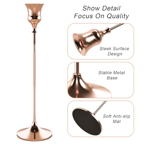 Showin Candlestick Holders Rose Gold, 3 Packs Taper Candle Holder for Candlesticks, Candle Sticks Holder Decor for Home Decor - color: Rose Gold