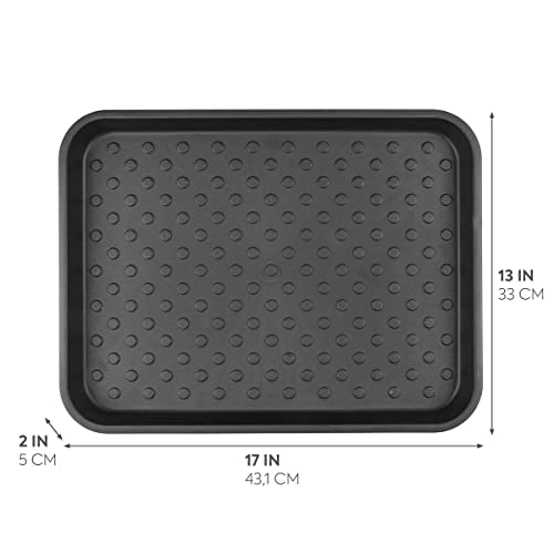 iDesign Plastic Under Sink Mat Tray for Kitchen Cabinet, Bathroom, Entryways, Office, Mudroom, College Dorm, (Set of 2), 17" X 13" X 2", Black - color: Black