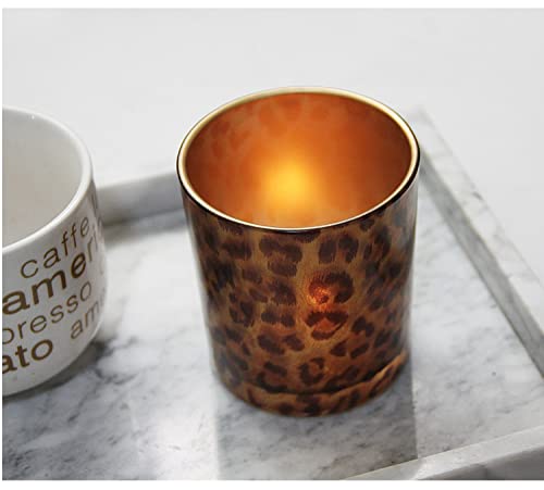 2 Glass Tealight Holder Votive Candle Holder Cups for Christmas Valentines Day Decoration Leopard Print Cheetah Tea Light Candle Holders for Home Decor Table Décor, Women Bedroom Tea Light Holder - color: Quantity 2