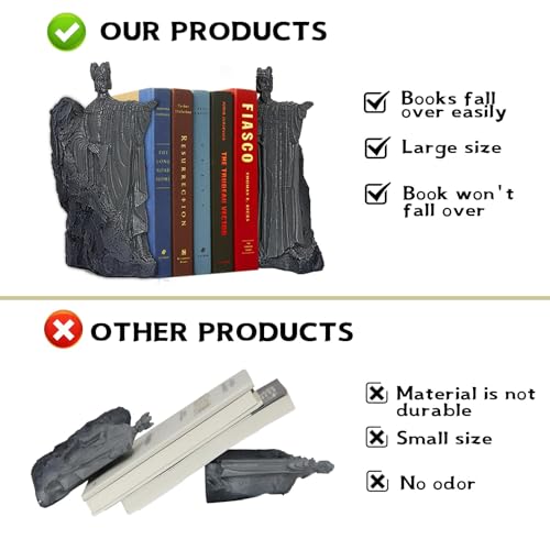 Large Decorative Bookends, 9.5" Book End Resin Collectibles, Decorative Book Stopper Binder and Dividers for Library Office Home (Large) - size: 9.5"