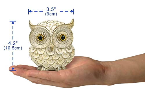 Garwor Retro Owl Statue for Home Decor, 4.2" Antique White Resin Owl Figurine with Artistic Raised Feathers, Cute Mini Bird Sculpture for Bookshelf Desk Shelf Decoration, Gift for Owl Lovers - color: Antique White, size: Small