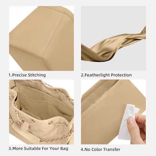 DGAZ Silk Purse Organizer Insert Fits Chanel 25C Hobo Bags，Silky Smooth Bag Organizer，Luxury Handbag & Tote Shaper(Mini,Chai) - color: Chai, size: Mini