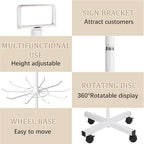 Retail Display Stand Store Display Rack 6 Tier Metal Spinning Display Stand Rack with Wheels Keychain Jewelry Stocking Hat Stand with Hooks for Malls, Showroom, Retail Store (6 Tier White) - color: 6 Tier White