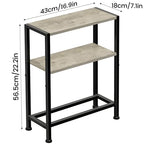 Narrow Side Table for Small Space, 2-Tier Small End Table with Shelf Holder, Slim Nightstand, Skinny Snack Couch Table in Living Room, Bedroom, Study, Kitchen and Balcony (Greige) - color: Greige