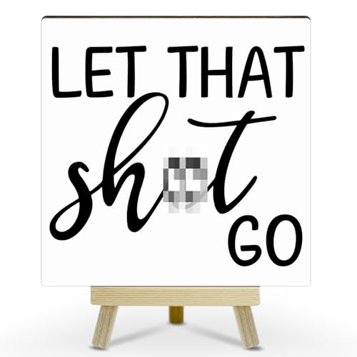 Funny Bathroom Signs, Bathroom Signs Decor Toilet Decor, Bathroom Shelves Decor Let that Sh*T Go, Funny Farm House Decor (MP12), Wood - color: MP12