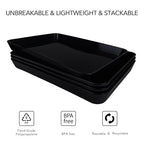 greenandlife 4 pcs 16" x 11" Large Serving Trays for Party Supplies, Plastic Platters for Serving Food, Unbreakable Reusable Trays for Snack, Fruit, Cookies, Desserts in Kitchen, BPA Free, Black - color: Black