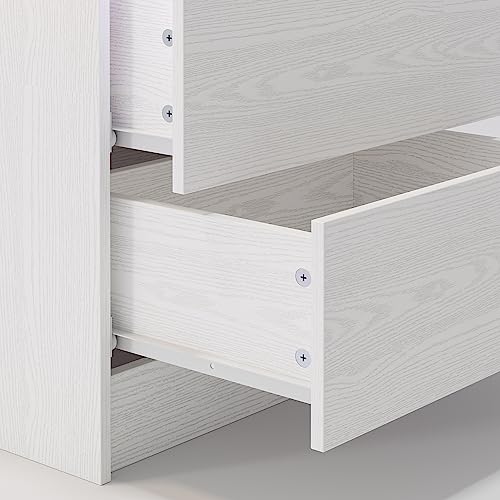 LIKIMIO Night Stand with Charging Station, Modern White Nightstand with LED Light and Drawers, Bedside Tables/End Table for Bedroom - color: White