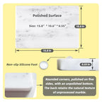 Yew & Tulip 16"x10" White Marble Board with Non-Slip Rubber Feet - Dough Pastry and Cutting Board