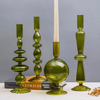 Candle Stick Candle Holder, Glass Candle Holders for Table Centerpiece, Modern Style Green Candle Holder Mixed 4pcs - color: Green