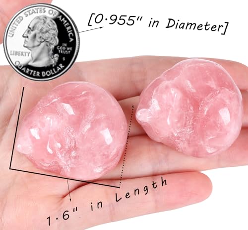 QINJIEJIE Rose Quartz Cat Decor Pink Gift Crystals Sleeping Cat Statue Stone Figurine Polished Gemstones Decors Office Room Home Desk Healing Valentines Decors for Women Cats Decor - color: B-pink-rose Quartz, size: 1.5 inches