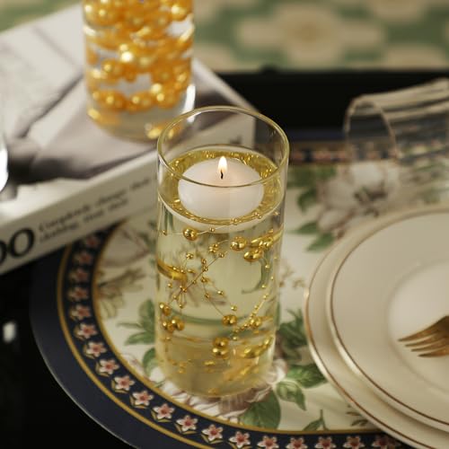 Set of 12 Pcs Glass Cylinder Vases for Centerpieces with 18 Pcs White Floating Candles for Centerpieces Glass Candle Holder for Table Shelf Wedding Party Home Decor (4"+6"+8"+10") - size: 12 SET
