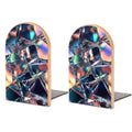 Shattered Glass Pattern Wooden Bookends Shelves 2 PCS Minimalism Sturdy Book Holders Desktop Organizer for Home Office Libraries - color: Color-5