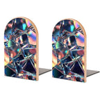 Shattered Glass Pattern Wooden Bookends Shelves 2 PCS Minimalism Sturdy Book Holders Desktop Organizer for Home Office Libraries - color: Color-5