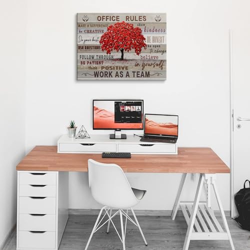 HDXUFJQ Office Inspirational Wall Art Office Rules Canvas Wall Decor Team Rules Motivation Positive Quotes Pictures Prints Teamwork Painting for Home Office Ready to hang(24"x36") - color: Office Rules, size: 36"L x 24"W