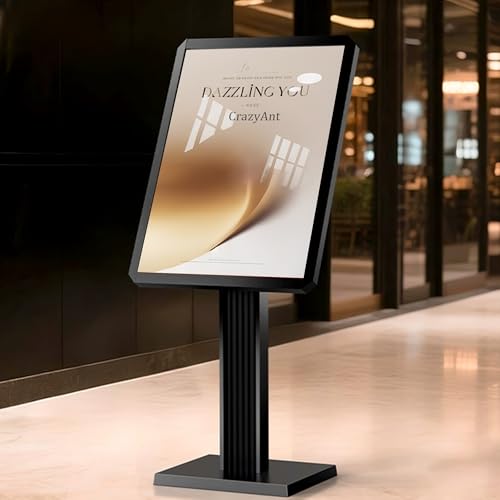 Sign Holder Stand 21x29 inch-Adjustable Floor Standing Sign Holder-Heavy Duty Aluminum Menu Stands with Snap-Open Frame Display for Malls,Schools,Restaurants(Black) - color: Black