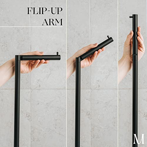 Marmolux Acc - Free Standing Toilet Paper Holder 1pc - Bathroom Storage for 4 Rolls of Tissue Modern Stainless Steel Matte Black Toilet Paper Holder. - Tp Holder Stand - color: Matte Black
