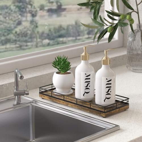 Rustic Bathroom Toilet Tank Tray, 11.2" Wood Toilet Paper Storage Basket Back of Toilet Basket Organizer, Vanity Tray for Perfume Makeup Candle Kitchen Counter Coffee Table Decor - color: Rustic Brown, size: 11" x 4.3" x 1.5"