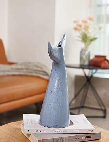 SEINHIJO Ceramic Flower Vase Modern Decor Sculpture Ocean Figurine Statue Table Centerpiece Art for Home Office Gift 11 Inch - size: Large