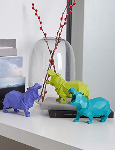 HAUCOZE Hippo Statue Animal Sculpture Figurine Modern Home Decor Table Art Gift for Bedroom Living Room Green Polyresin 7.1 Inch - color: Green