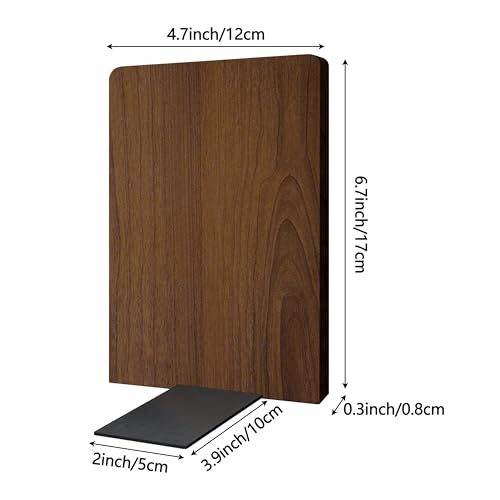 Brosisincorp Walnut Wood Book Ends for Shelves - Hand Polished Edges, Non-Skid Bookends for Heavy Duty Book Holders Office Desk Shelves Decorative Book Organizer, 6.69"H x 4.72"W x 3.94"L (2 Pairs) - color: 2 Pairs-square