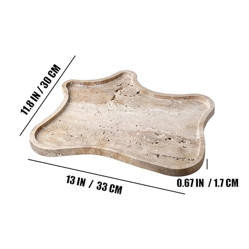 Travertine Tray Vanity Trays for Bathroom, Decorative Trays for Table Coffee Kitchen Home Decor（Large） - size: 13" x 11.8" x 0.7"