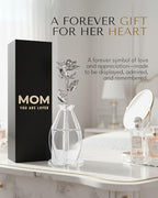 Forever Rose Bloom Box & Phantom Vase Combo, Platinum Dipped Rose in a Personalized Gift Box That Says Mom You are Loved Embossed in Gold Foil, Unique & Everlasting Gift for Any Occasion - color: Platinum Rose (Vase & Mom You Are Loved Box)