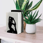 Peacoblue Metal Bookends for Shelves, Modern Decorative Heavy Duty Study Book Support Stoppers for Office, Desk, Shelf, Room 5.3"x4.3"x6.7" Cast Iron Simple Bookends for Cookbooks, 1 Pair (Yoga) - style: Yoga
