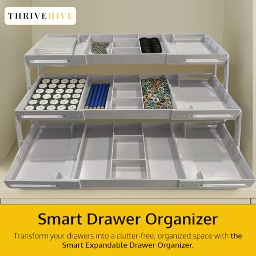 3 Tier Drawer Organizer, Multi Level Smart Drawer Organizer for Desk, Expandable Organizer for Office, Makeup, Jewelry, Kitchen, Folding Storage for Home and Office Drawers & Craft Organizer – White - color: 3-Tier (White)