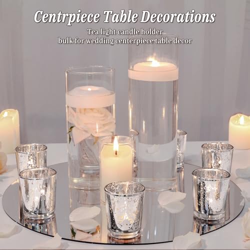 UPBUD Votive Candle Holders Set of 24, Speckled Mercury Silver Candle Holders for Wedding Centerpiece Table Decorations, Tealight Candle Holder for Party Bridal Shower Decor, Home Decor - color: Silver