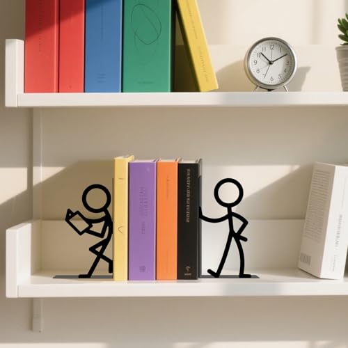 Metal Bookends People Bookends Decorative Cute Book Ends for Shelves Bookshelf Home Office Desk Reading Decor Bookshelf Decor for Book Lovers Gift - style: People Decorative Bookends