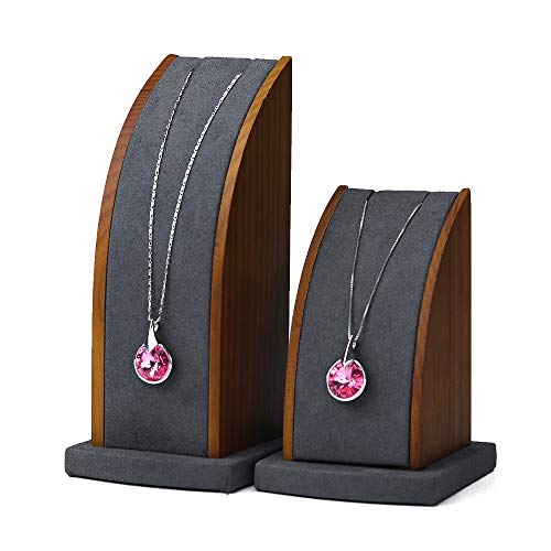 Oirlv 2Pcs/Set Solid Wood Long Chain Necklace Pendant Bracelet Stand retail stores/trade shows Showcase display Jewelry Holder Exquisite Decorative Props (Gray Curved) - color: Grey