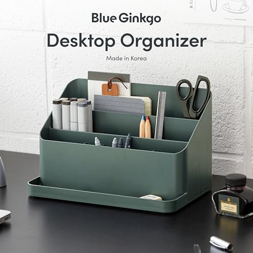 BLUE GINKGO Desk Organizer – Korean-Made Office Storage for Pens, Notes, Mail, and Supplies (Green) - color: GREEN, size: ORGANIZER