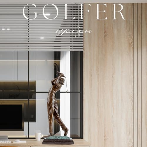 22'' Modern Golf Female Bronze Statue, Bronze Golfer Figurine Sculpture Ornament with Marble Base Classical Art Craft for Home Office Decor Collection Gift - size: 22" Madam